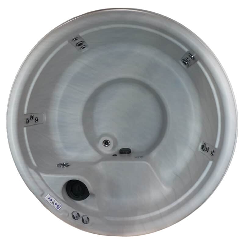 Top view of Impulse DP round hot tub - 5 person home hot tub with Balboa control system - perfect garden hot tub