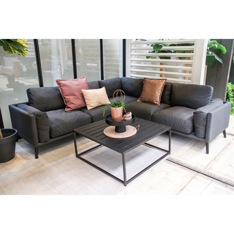 Grey Corner Sofa and Coffee Table Set on Patio